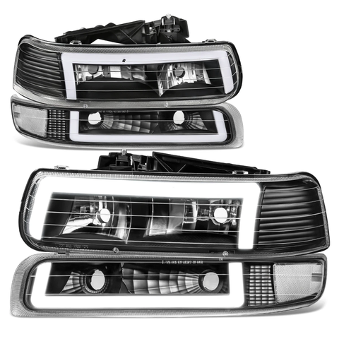 16165 FARO LH/RH JGO C/LED FONDO NEGRO LUEP ~ CHEVROLET CHEVY P/U 1999 - 2002